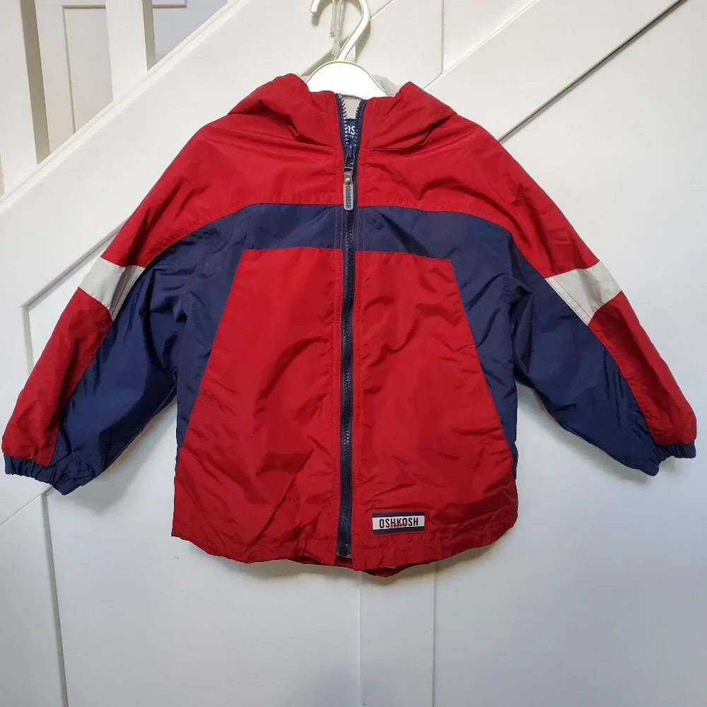 Oshkosh burgundy and navy light weight fleece lined jacket